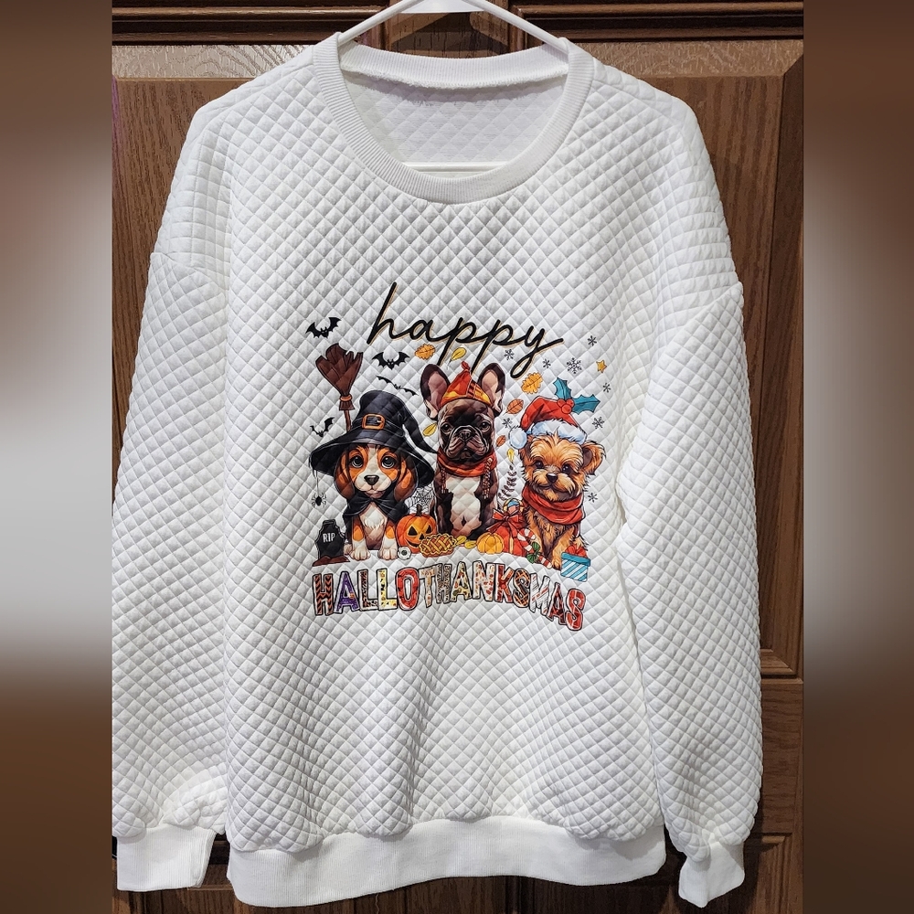 Quilted Holiday Sweatshirt Size L